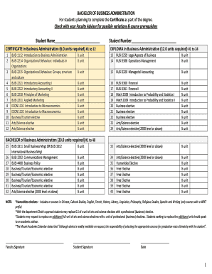 Bachelor of Business Administration Form
