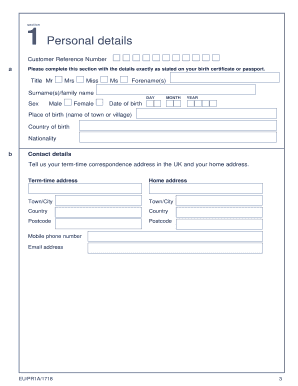 EU Student Finance Application Form