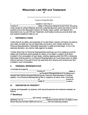 Wisconsin Last Will and Testament