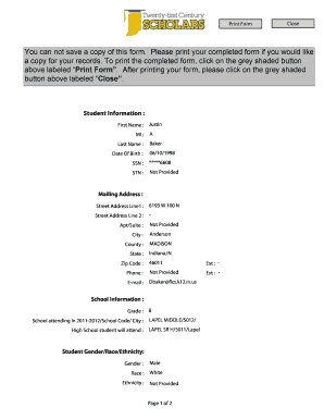 Twenty-First Century Scholars Application