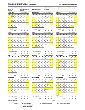Alternate Work Schedule Calendar 2017