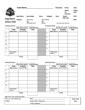 Shooting Competition Scorecard