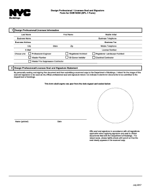 DPL-1 Form for Design Professional Seal and Signature