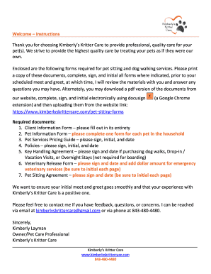 Pet Sitting Agreement and Forms