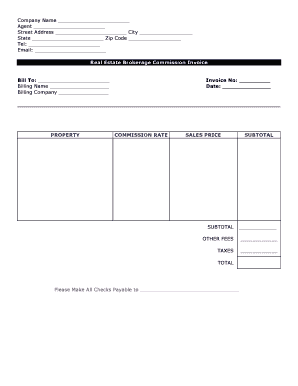 Real Estate Brokerage Commission Invoice