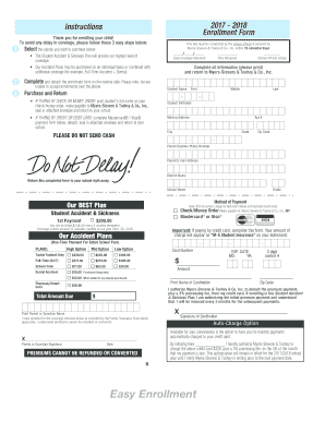Student Accident and Sickness Insurance Enrollment Form