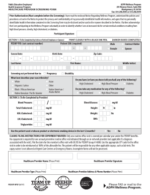 Public Education Employees Wellness Program Screening Form