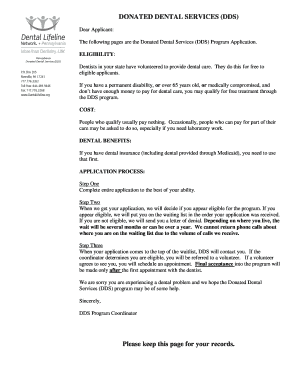 Donated Dental Services Program Application