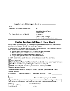 Sealed Confidential Report Cover Sheet