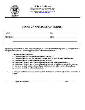 Louisiana Make-Up Application Permit