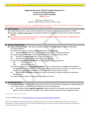 Progress Note for Power Mobility Device Evaluation