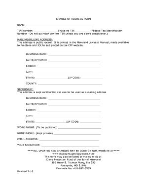 Maryland Lawyer Change of Address Form