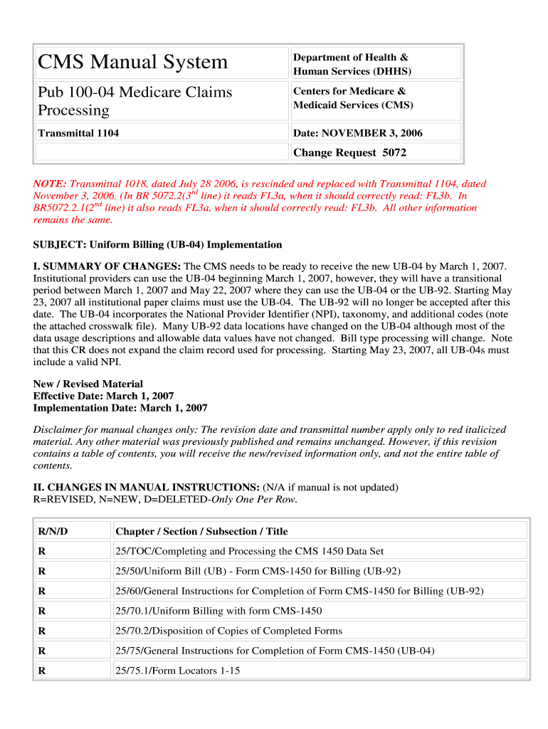 ub04 claims form Preview on Page 1