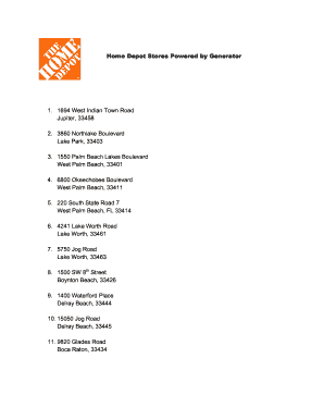 Home Depot Stores Powered by Generator