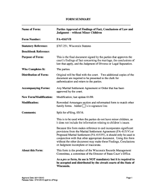 Parties Approval of Findings of Fact, Conclusions of Law and Judgment – without Minor Children