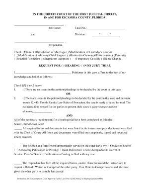 Florida Family Law Hearing Request Form