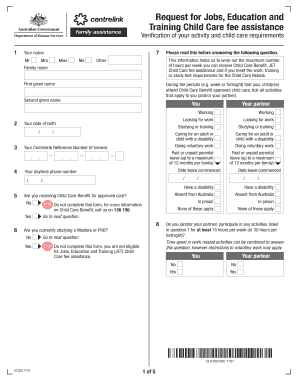 Jobs, Education and Training Child Care Fee Assistance Form