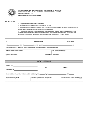 Limited Power of Attorney - Credential Pick Up
