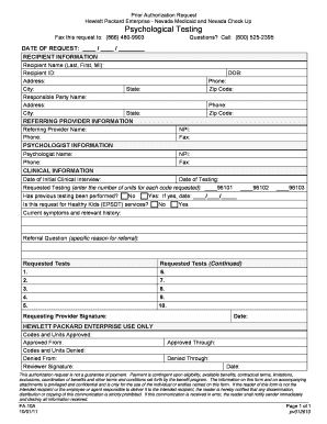 Psychological Testing - medicaid nv