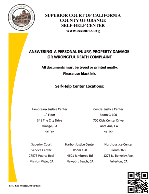 Answer to Personal Injury Complaint