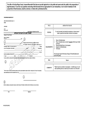 California Affidavit of Death of Joint Tenant