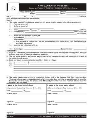 California Cancellation of Agreement Form