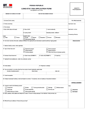 Formulaire de demande de visa de long séjour