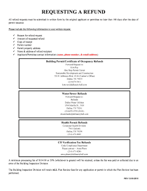 Building Permit Refund Request Form