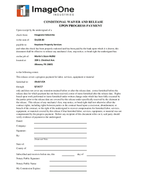Conditional Waiver and Release Upon Progress Payment