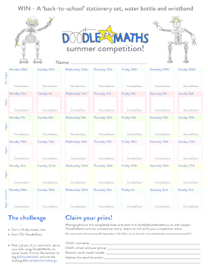 DoodleMaths Summer Competition Entry Form