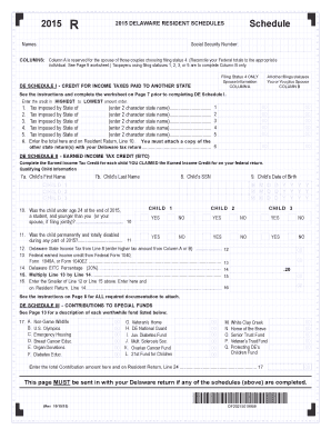 Delaware Resident Schedules