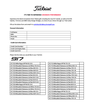 Titleist Golf Club Trial Application Form