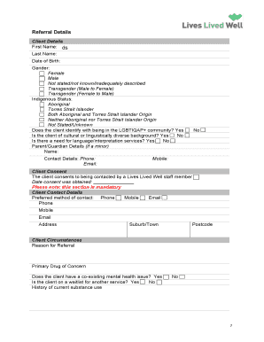 Lives Lived Well Referral Form