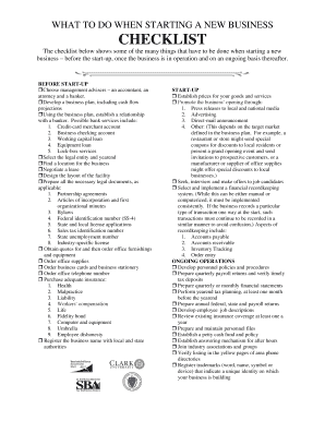 New Business Startup Checklist