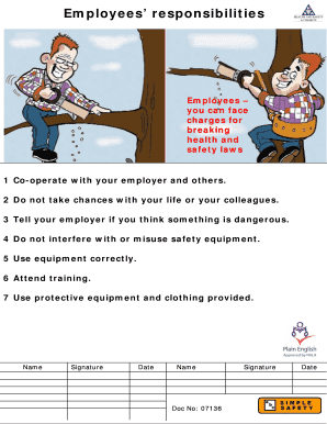 Employee Health and Safety Responsibilities Agreement