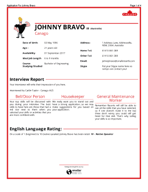 Job Application Form for Hospitality Roles