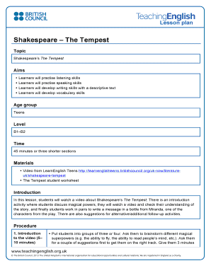 Fillable Online Shakespeare The Tempest Fax Email Print - pdfFiller