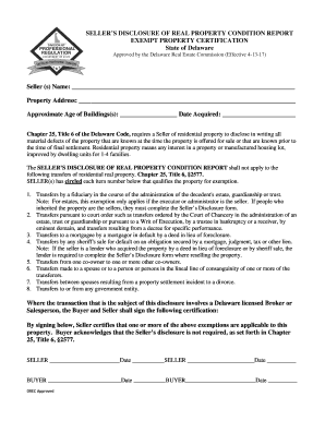 Seller’s Disclosure of Real Property Condition Report