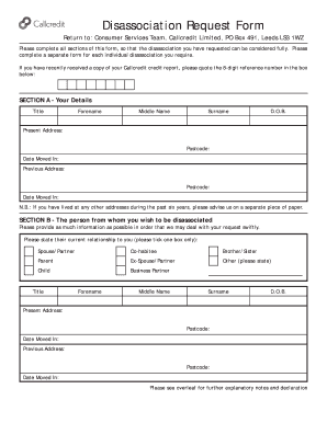Disassociation Request Form