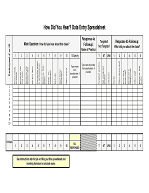How Did You Hear Class Data Entry Spreadsheet