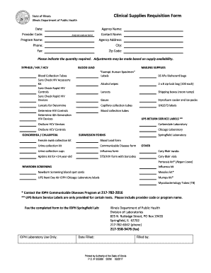 Illinois Clinical Supplies Requisition Form