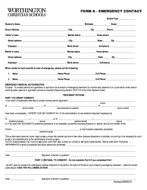 Emergency Contact and Medical Authorization Form