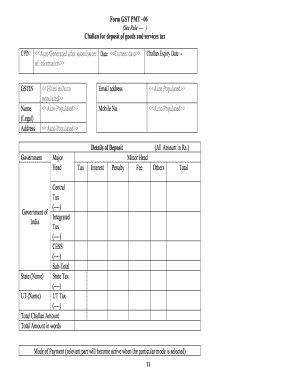 GST PMT-06 Challan for Goods and Services Tax Deposit