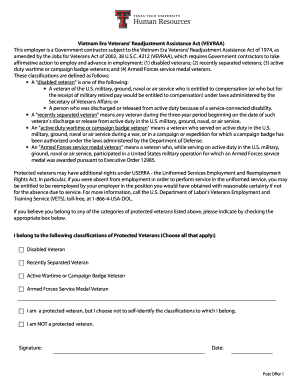 Vietnam Era Veterans' Readjustment Assistance Act Form