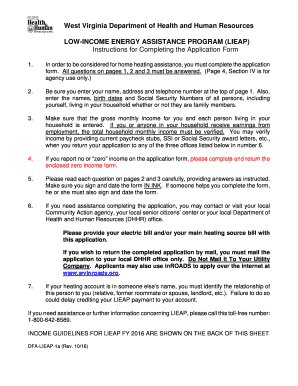 West Virginia LIEAP Application Form