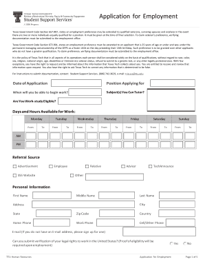 Texas Tech University Employment Application