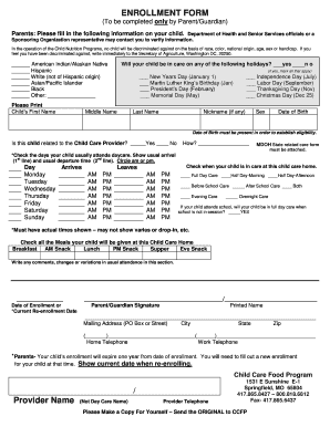Child Care Enrollment Form