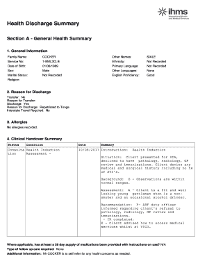 Health Discharge Summary