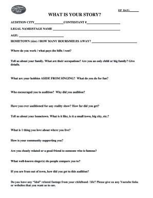 American Idol Audition Form