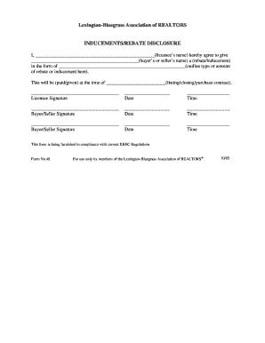 Inducement Rebate Disclosure Form